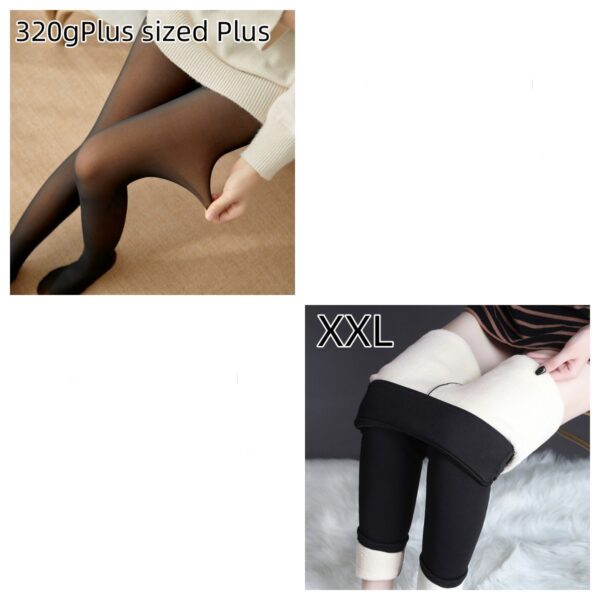 Fleece-lined Thickened Sheer Tights Leggings Transparent One-piece Pantyhose Superb Fleshcolor Pantynose - Image 3