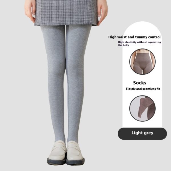 Winter High Waist Leggings With Sock Fashion Slim Pantyhose Warm Thin Legs Pants - Image 6
