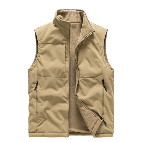 Men's Double-sided Fleece Vest Winter Warm Loose Sleeveless Tank Outdoor Workwear Vest Clothing - Image 5