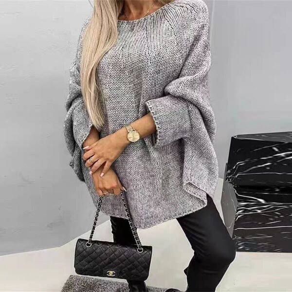 Winter Loose Batwing Sleeve Pullover Sweater Fashion Oversized Knitted Shawl Sweater Tops - Image 6