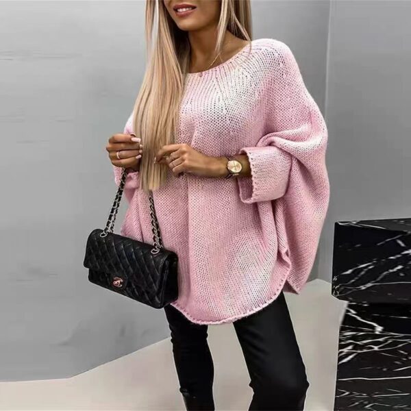 Winter Loose Batwing Sleeve Pullover Sweater Fashion Oversized Knitted Shawl Sweater Tops - Image 2