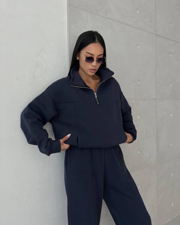 Winter Jogging Women Two Piece Set Female Zipper Coat Casual Pants Tracksuit Autumn Jacket Fashion Contrast Sport Wear Set - Image 6