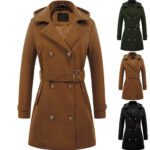 Women's Stylish Woolen Hooded Plus Size Coat