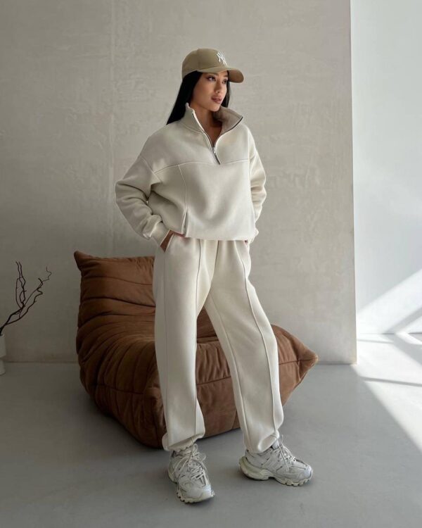 Winter Jogging Women Two Piece Set Female Zipper Coat Casual Pants Tracksuit Autumn Jacket Fashion Contrast Sport Wear Set - Image 3
