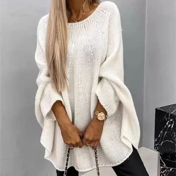 Winter Loose Batwing Sleeve Pullover Sweater Fashion Oversized Knitted Shawl Sweater Tops - Image 7