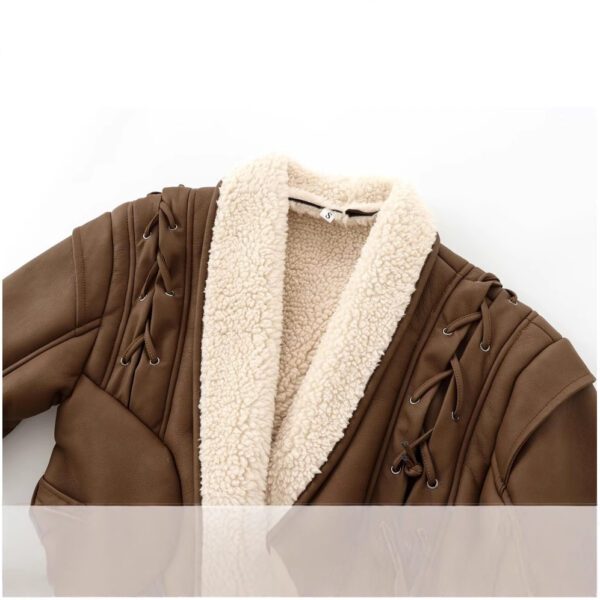Women's Retro Lace Up Jacket Coat - Image 2