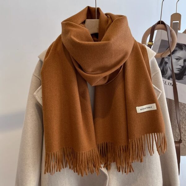 Women's Solid Color Scarf Winter All-matching High-grade Shawl - Image 2