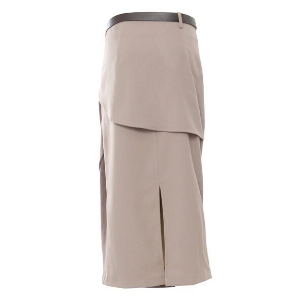 Soft Color Contrast Patchwork Belt Skirt For Women - Image 2