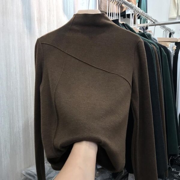 Dralon Half Turtleneck Bottoming Shirt Western Style Slim Fit Warm Long Sleeves - Image 4