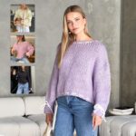 Bowknot Pullover Sweater Fashion Y2K Long Sleeve Loose Knitted Top