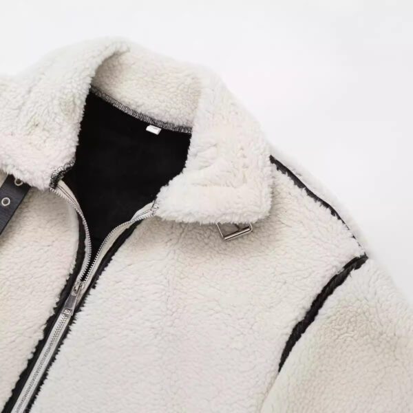 Women's Patchwork Lamb Fur Integrated Fun Design European And American Style Jacket Coat - Image 6