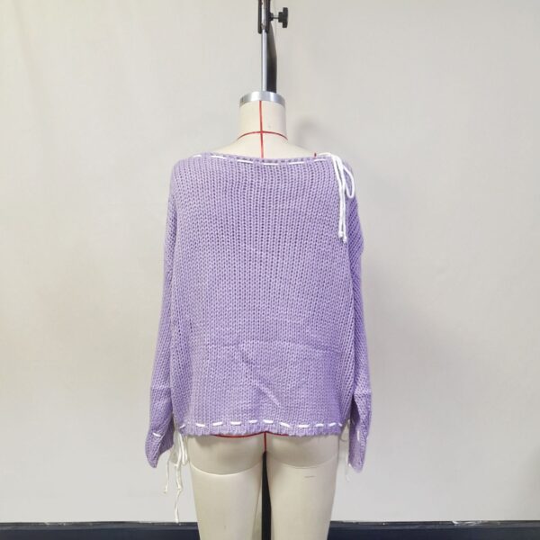 Bowknot Pullover Sweater Fashion Y2K Long Sleeve Loose Knitted Top - Image 5