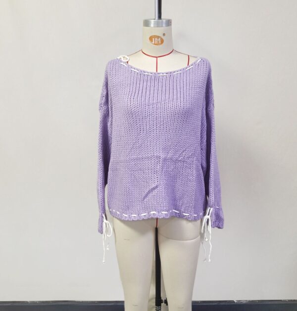 Bowknot Pullover Sweater Fashion Y2K Long Sleeve Loose Knitted Top - Image 6