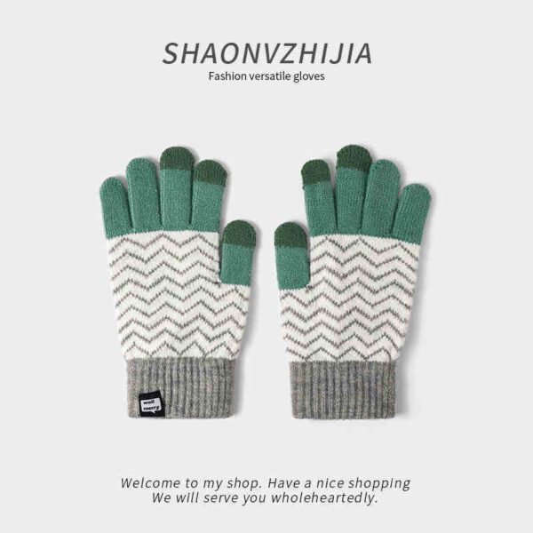 Pineapple Knitted Woolen Gloves Women's Winter - Image 5