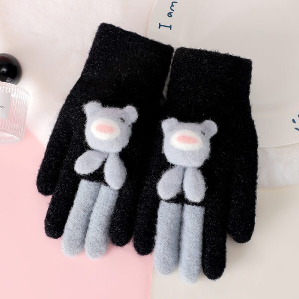 Five Finger Gloves Simple All-match Cartoon Cute Thickening Windproof - Image 4