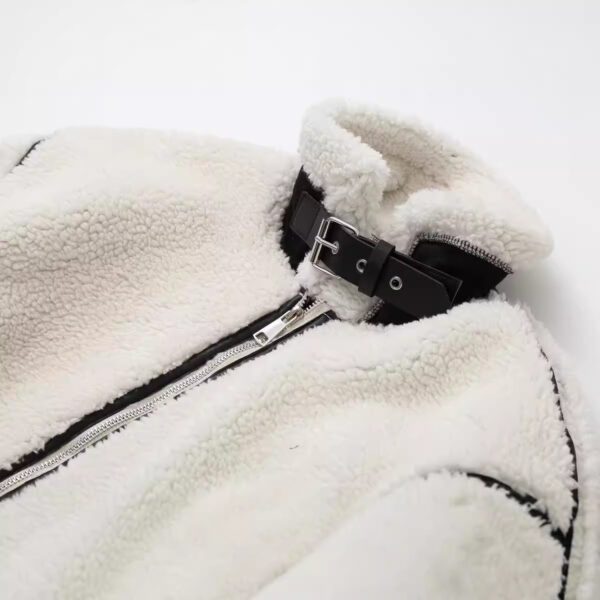 Women's Patchwork Lamb Fur Integrated Fun Design European And American Style Jacket Coat - Image 4