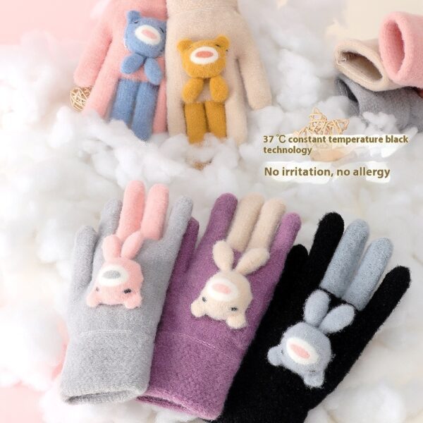 Five Finger Gloves Simple All-match Cartoon Cute Thickening Windproof - Image 8