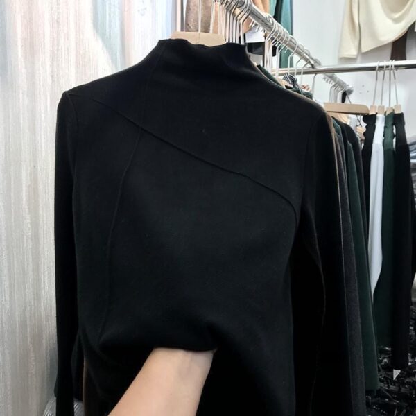Dralon Half Turtleneck Bottoming Shirt Western Style Slim Fit Warm Long Sleeves - Image 2