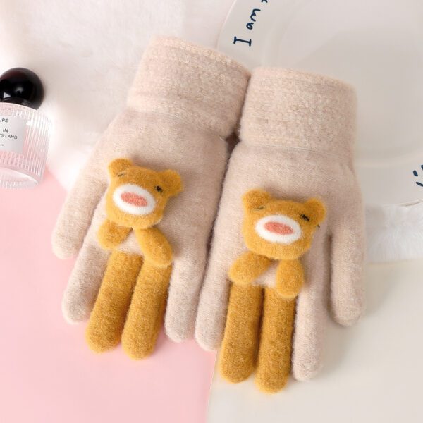 Five Finger Gloves Simple All-match Cartoon Cute Thickening Windproof - Image 3