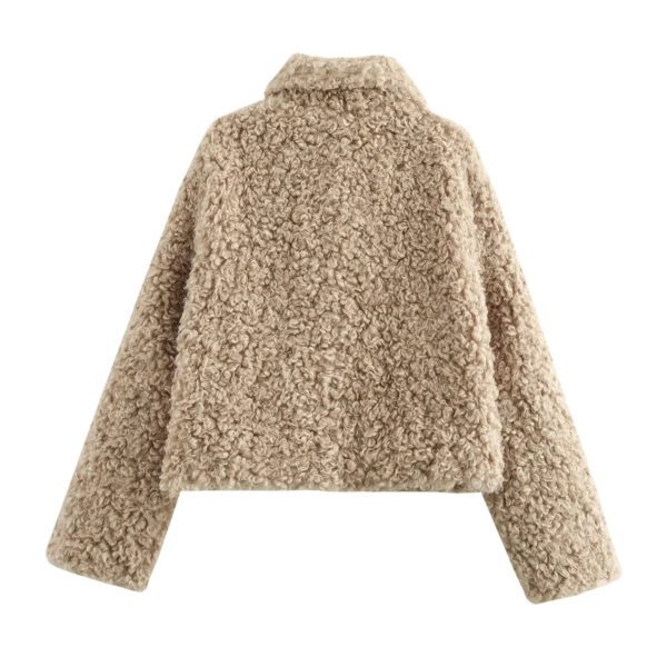 Women's Fashion Polo Collar Long Sleeve Fleece Jacket - Image 4