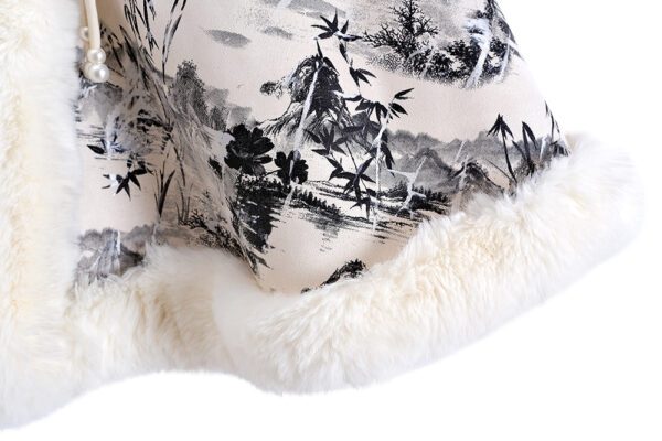 Winter Ethnic Print Hot Sale Big Fur Collar Cape And Shawl - Image 2
