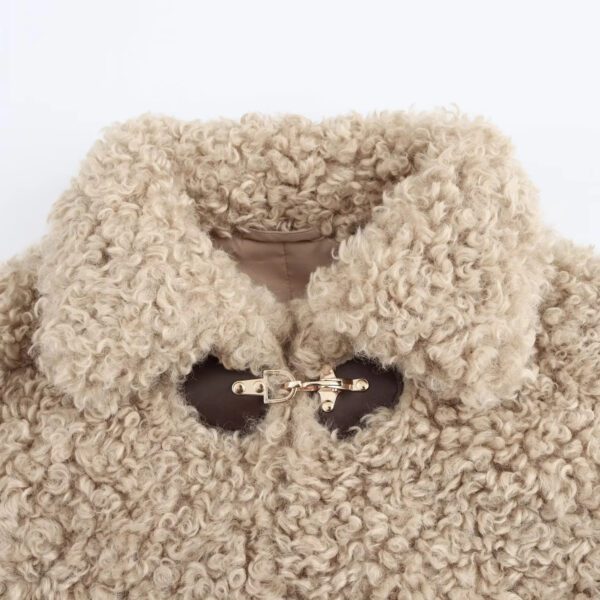 Women's Fashion Polo Collar Long Sleeve Fleece Jacket - Image 3