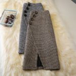 Design Houndstooth Midi Skirt For Women