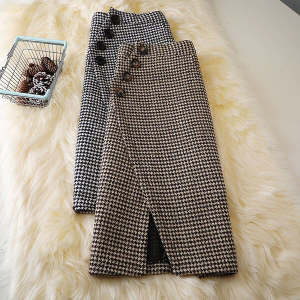 Design Houndstooth Midi Skirt For Women